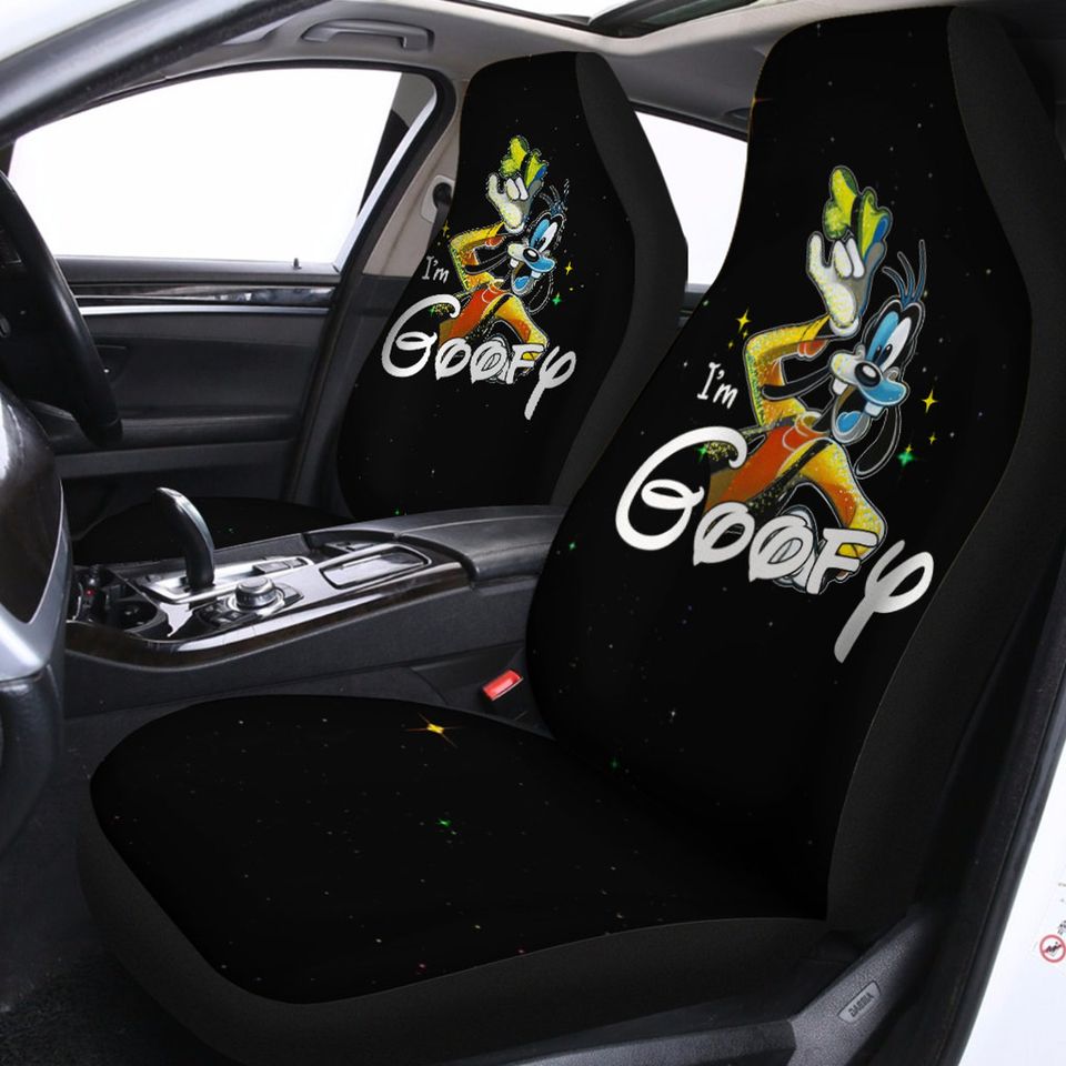 Goofy Blue Orange Yellow Black White Bling Glitter Disney Car Seats Cover