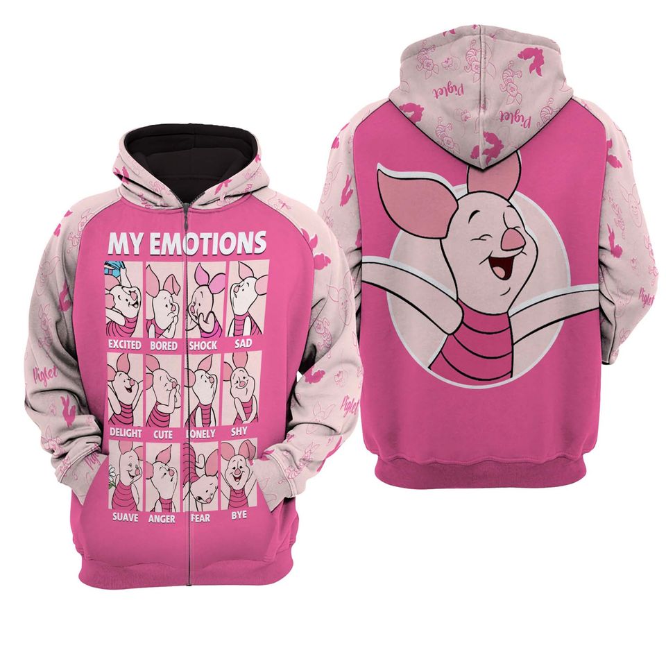 Piglet My Emotions  Disney 3D Hoodie