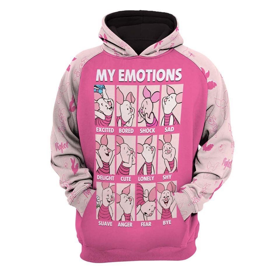Piglet My Emotions  Disney 3D Hoodie