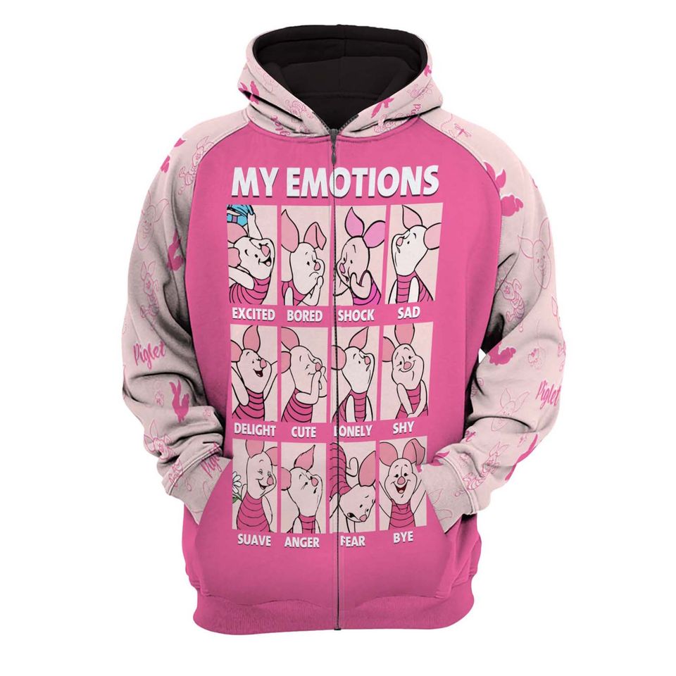Piglet My Emotions  Disney 3D Hoodie