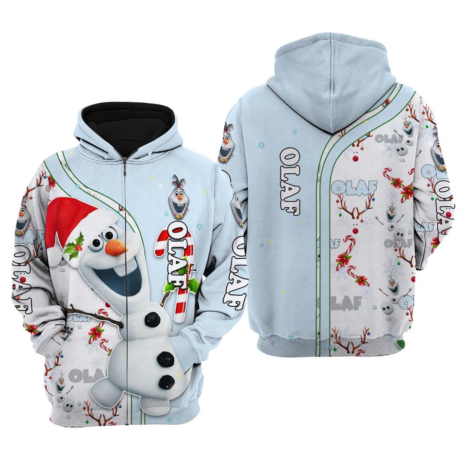 Olaf White Blue Christmas Disney 3D Hoodie