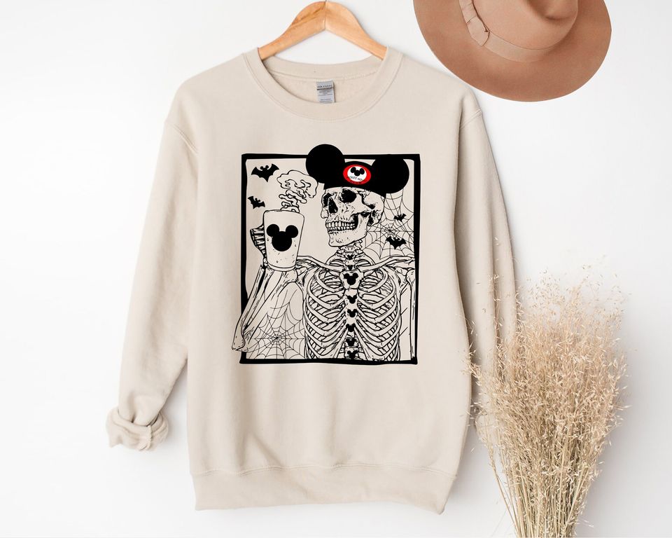 Disney Skeleton Sweatshirt, Mickey Skeleton Sweatshirt, Disney Halloween Sweatshirt