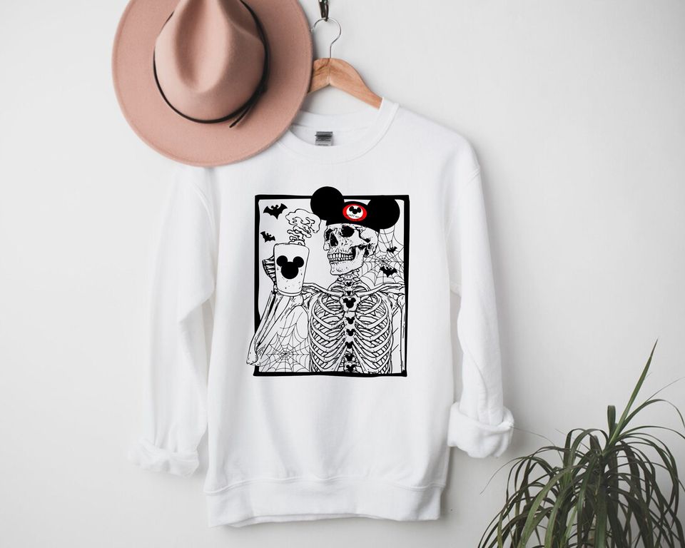 Disney Skeleton Sweatshirt, Mickey Skeleton Sweatshirt, Disney Halloween Sweatshirt