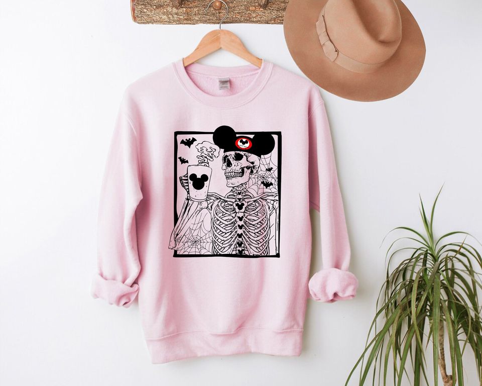 Disney Skeleton Sweatshirt, Mickey Skeleton Sweatshirt, Disney Halloween Sweatshirt