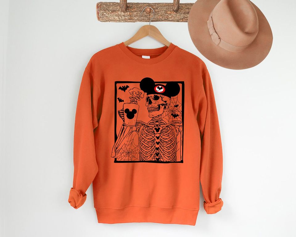 Disney Skeleton Sweatshirt, Mickey Skeleton Sweatshirt, Disney Halloween Sweatshirt