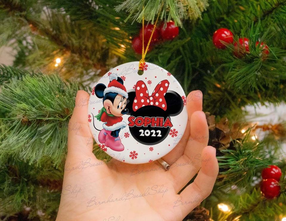 Personalized Minnie Mouse Ornament, Disney Christmas Ornament