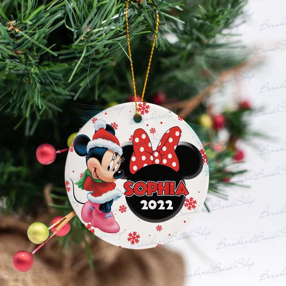 Personalized Minnie Mouse Ornament, Disney Christmas Ornament