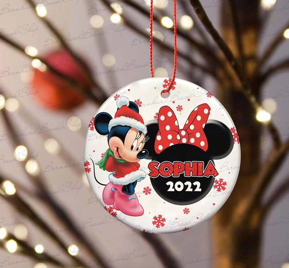 Personalized Minnie Mouse Ornament, Disney Christmas Ornament