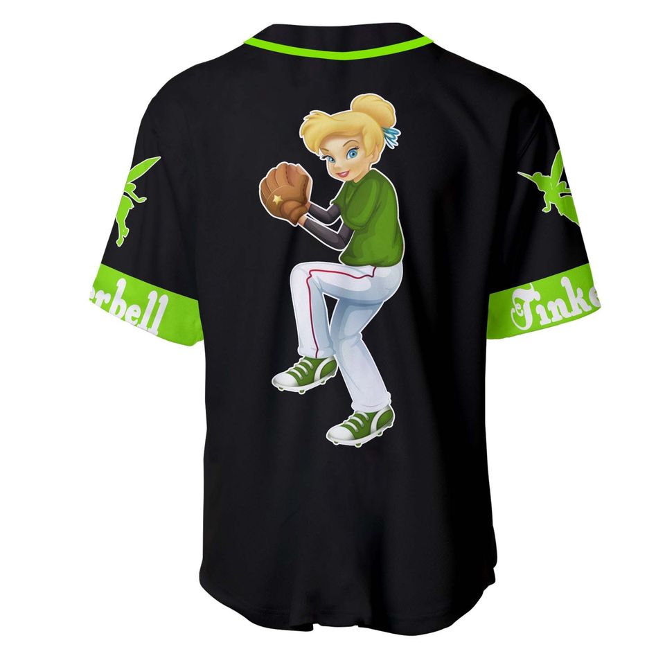 Tinker Bell Green Black | Disney Custom Baseball Jersey