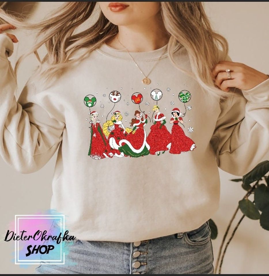 Princess Christmas Sweatshirt, Disney Princess Sweatshirt