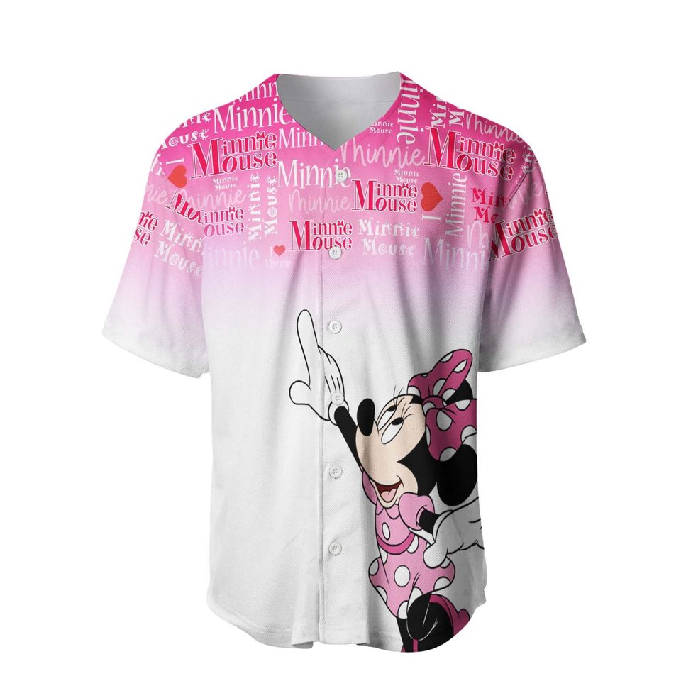 Minnie Mouse Quotes Pink White | Disney Custom Baseball Jersey