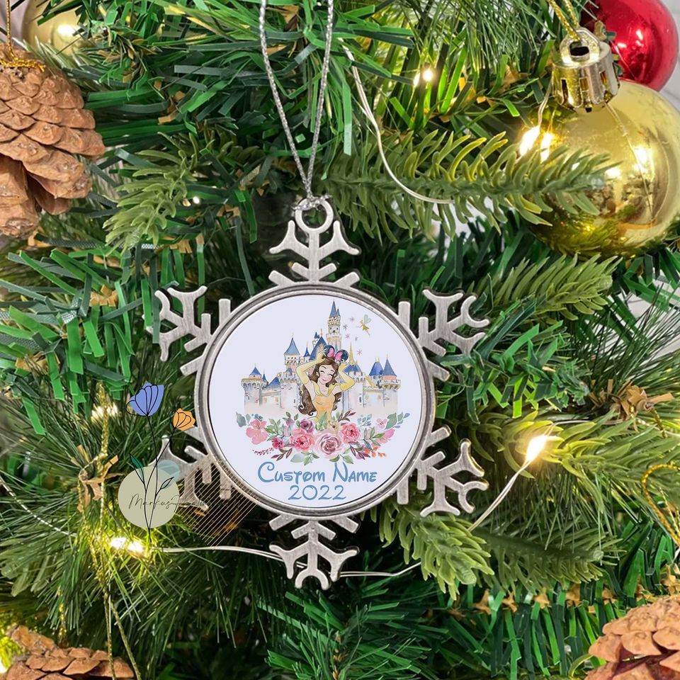Custom Belle Christmas Ornament, Custom Disney Princess Ornaments