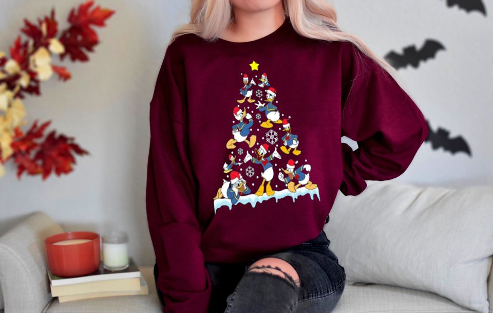 Disney Donald Duck Christmas Tree Sweatshirt, Disneyworld Sweatshirt