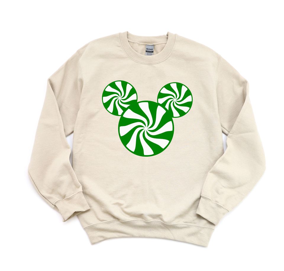 Fun Matching Disney Christmas Sweatshirt, Mickey Peppermint Swirl Sweatshirt