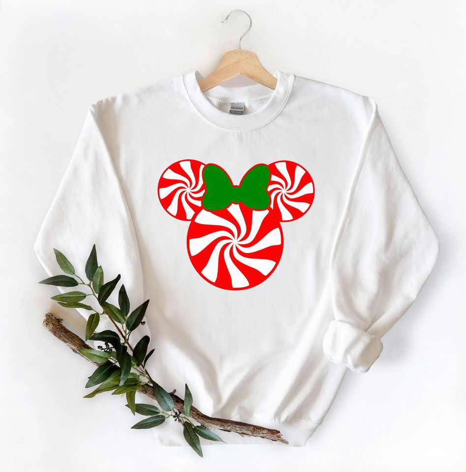 Fun Matching Disney Christmas Sweatshirt, Mickey Peppermint Swirl Sweatshirt
