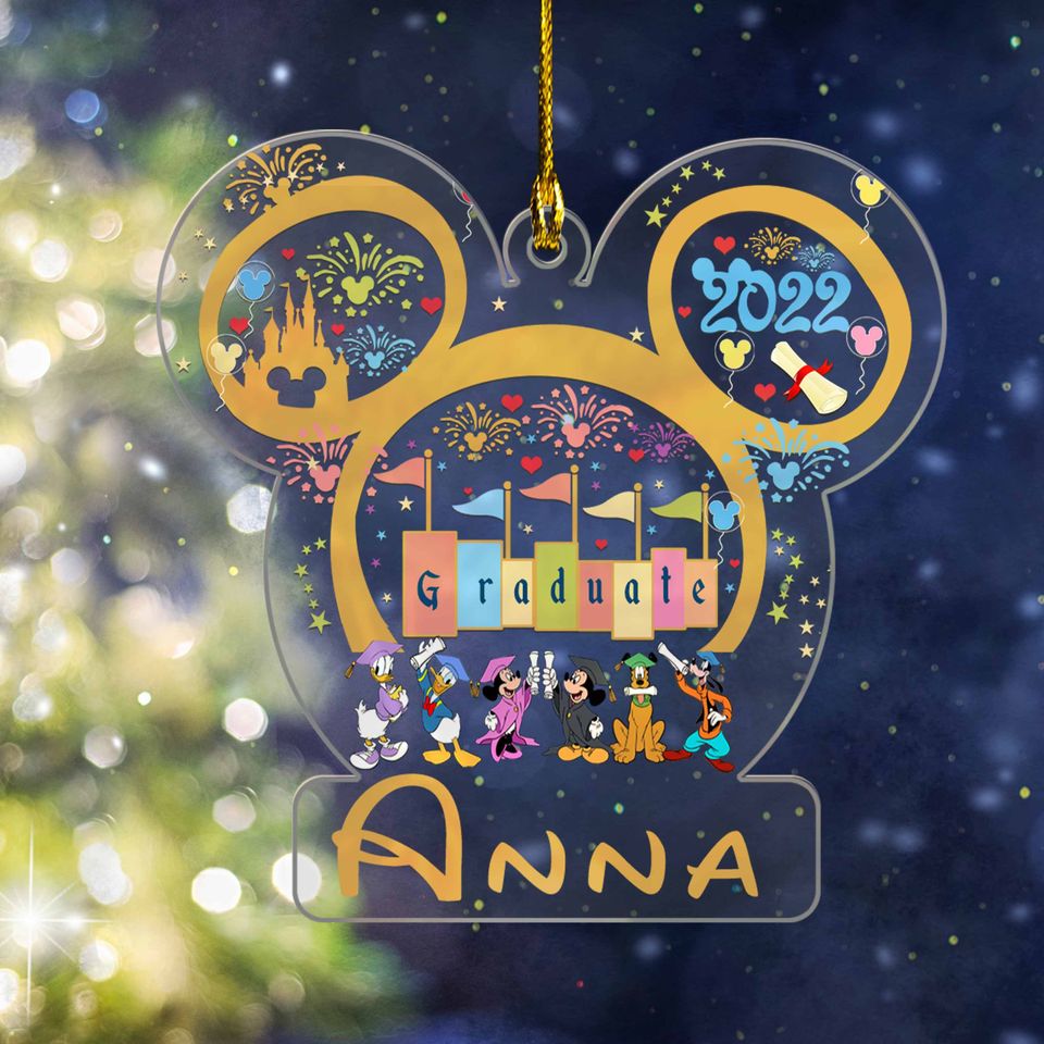 Personalized Mickey Mouse Stitch Ornament, Disneyland Graduation Ornament