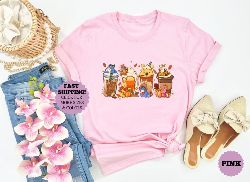 Disney Winnie The Pooh Coffee Latte Sweatshirt Sweatshirt Hoodie , Vintage Fall Season Sweater , Fall Coffee Sweatshirt , Halloween Pumpkin