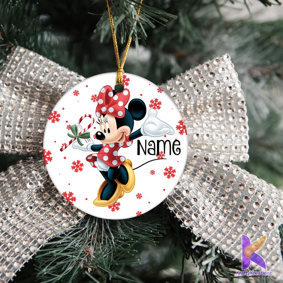 Personalized Minnie Mouse Ornament, Minnie Mouse Customized Ornament, Disney Mickey