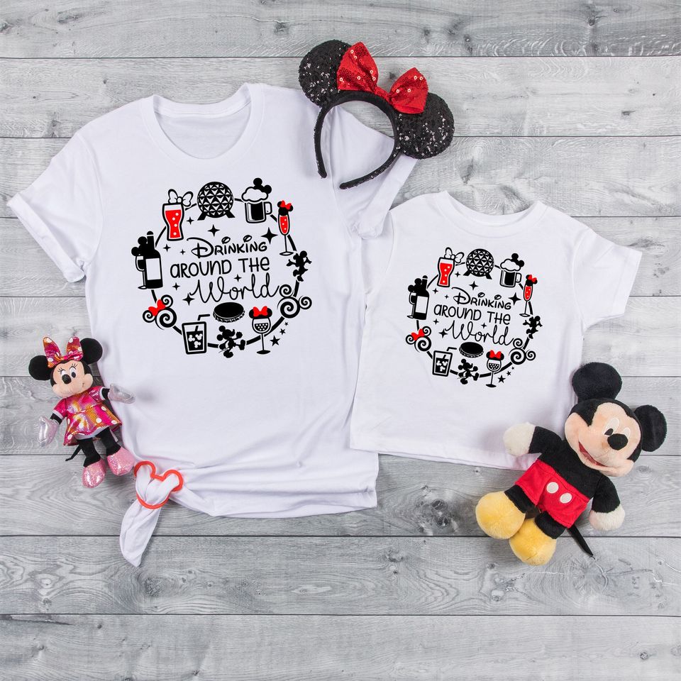 Disney Funny Shirts, Disney Tees, Epcot Drinking Around the World Shirt