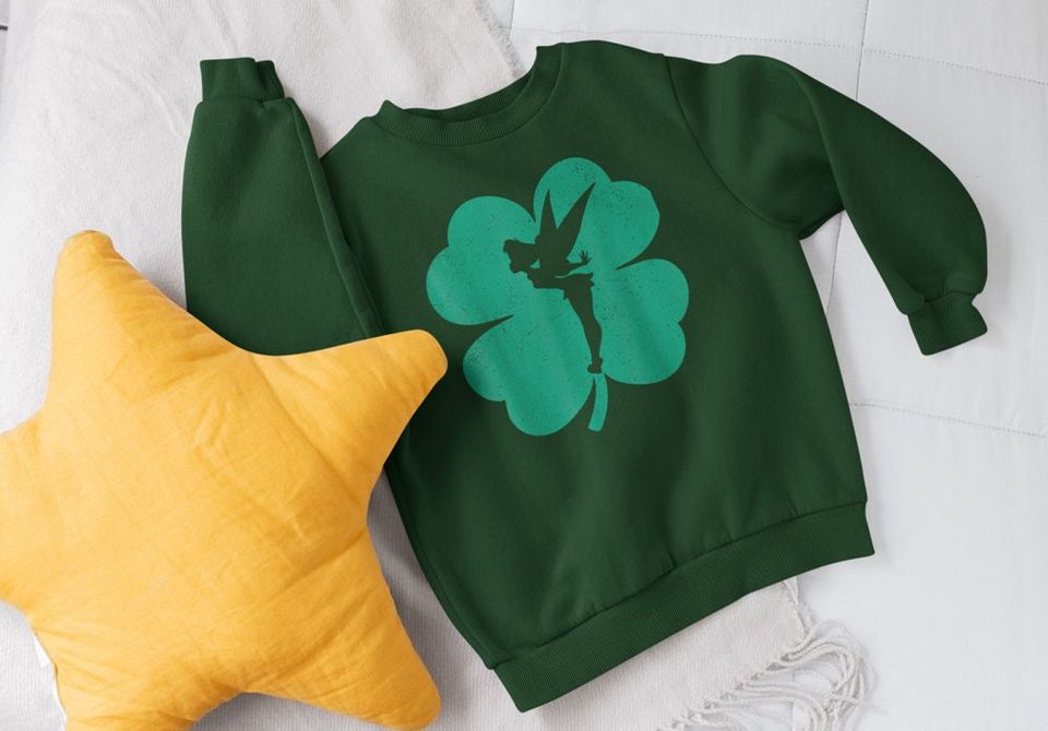 Disney Tinker Bell Green Shamrock St. Patrick's Day Sweatshirt
