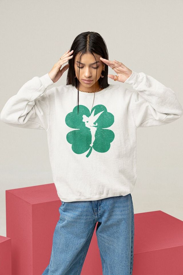 Disney Tinker Bell Green Shamrock St. Patrick's Day Sweatshirt