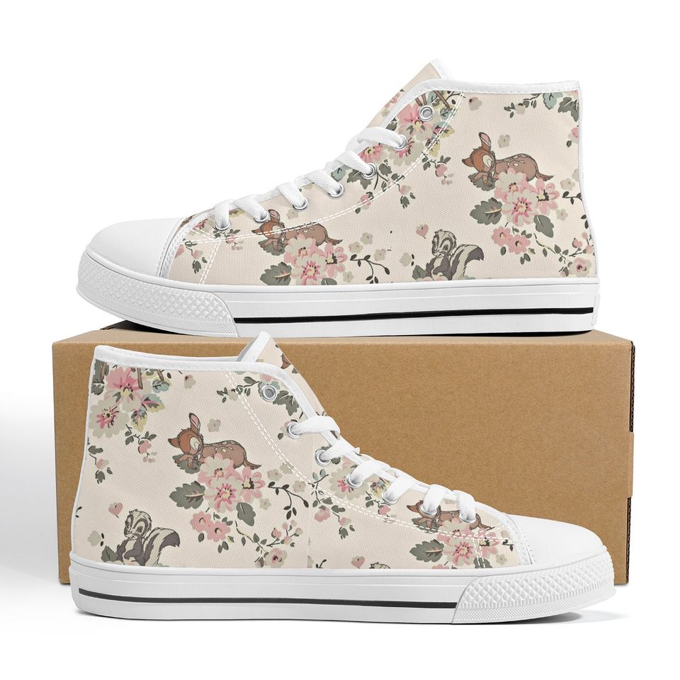 Flowers Cute Disney High Top Sneakers