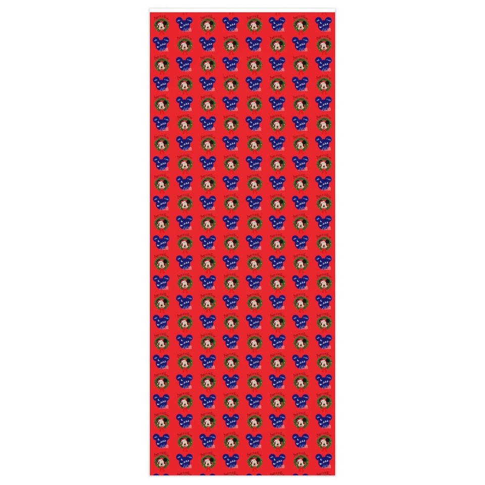 Disney Wrapping Paper, Christmas Wrapping Paper, Mickey Mouse, Red Wrapping Paper