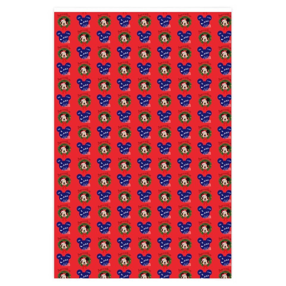 Disney Wrapping Paper, Christmas Wrapping Paper, Mickey Mouse, Red Wrapping Paper