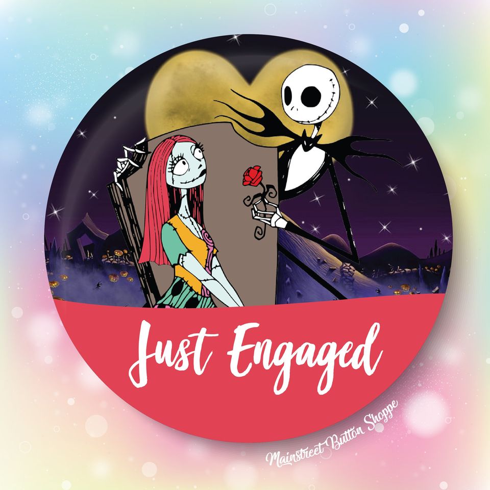 Disney Nightmare Before Christmas Jack and Sally Engagement Pin Button