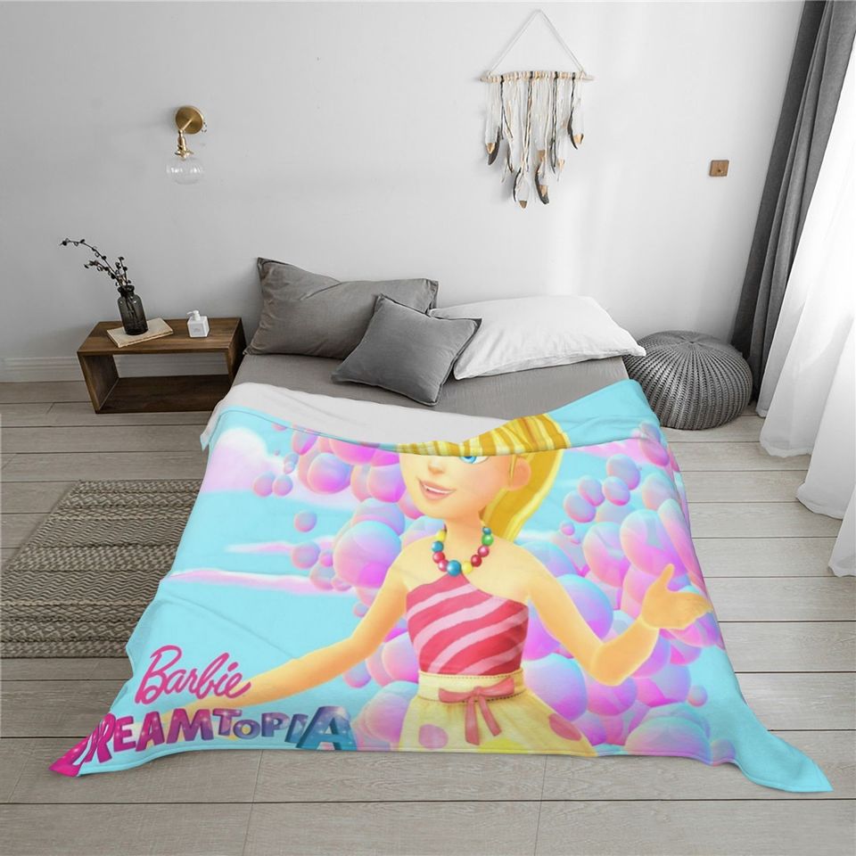 Disney Barbie Custom Name Ultra-Soft Flannel Blanket Throw All Seasons