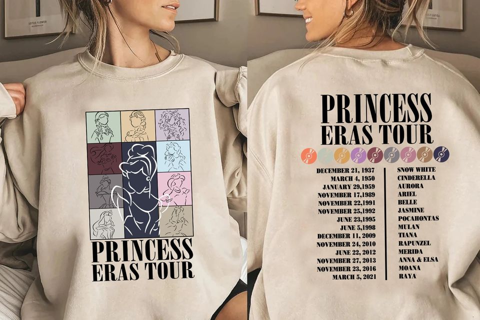 Princess Eras Tour Double-Sided Shirt, Disney Princess Shirt