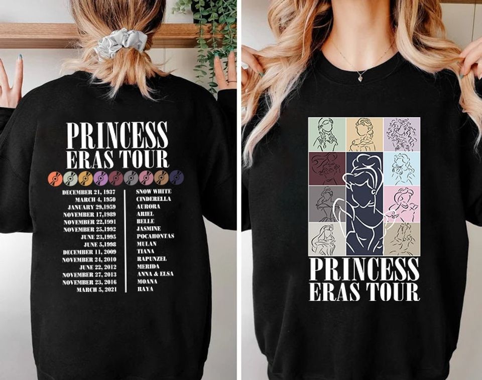 Princess Eras Tour Double-Sided Shirt, Disney Princess Shirt