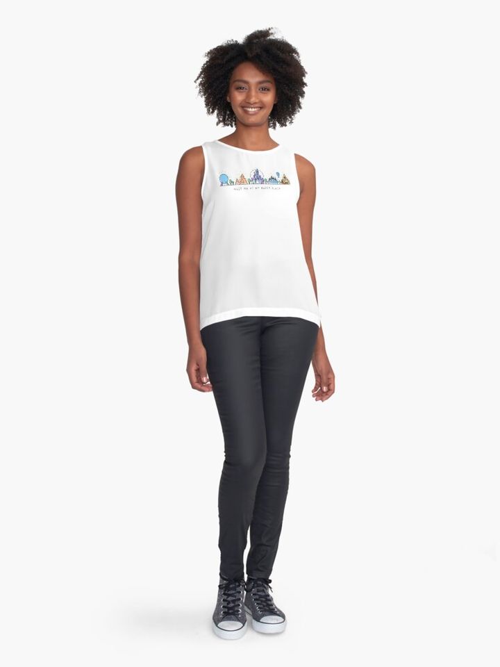 Meet me at my Happy Place Vector Orlando Theme Park Illustration Design Sleeveless Top