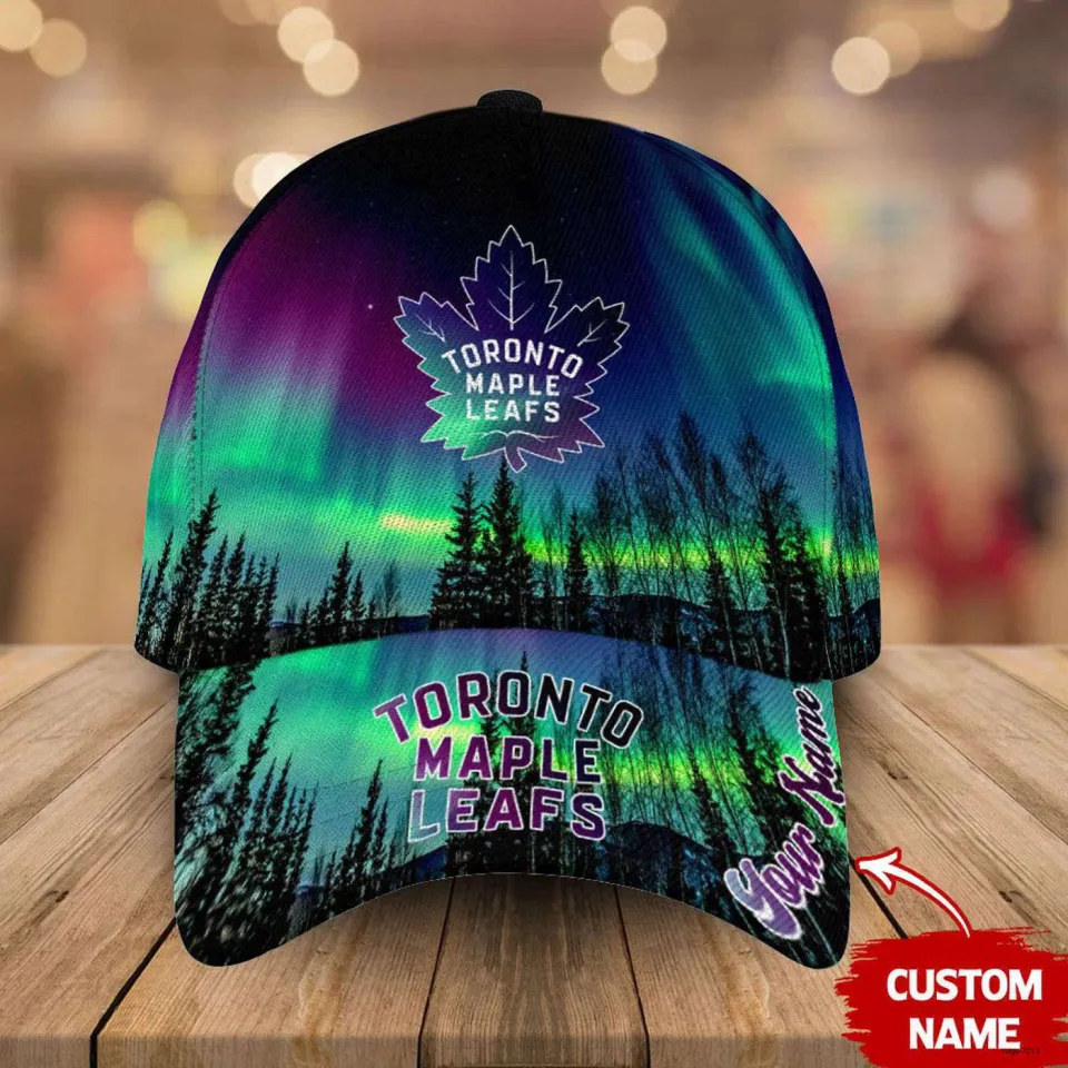 Personalized Toronto Maple Leafs Baseball Cap Northern Lights Hockey Hat Gift