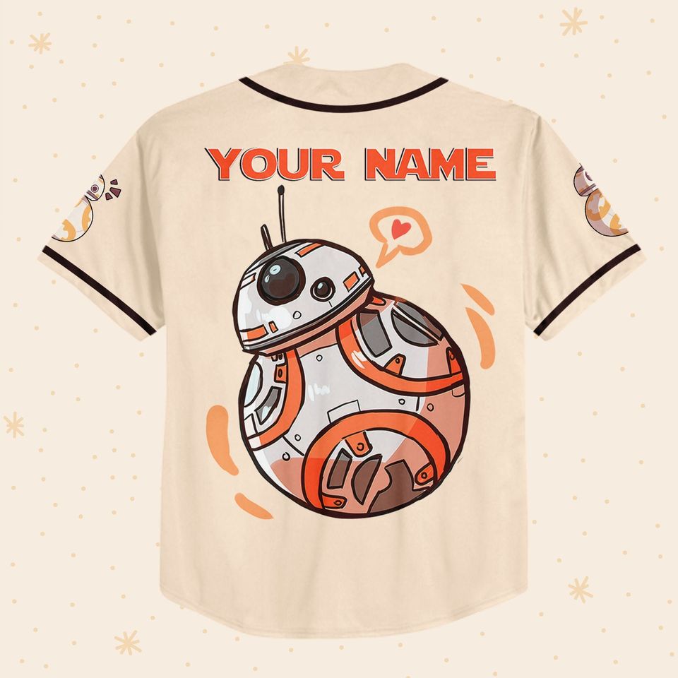 Personalize Star Wars BB8 Chibi Style Custom Disney Baseball Jersey