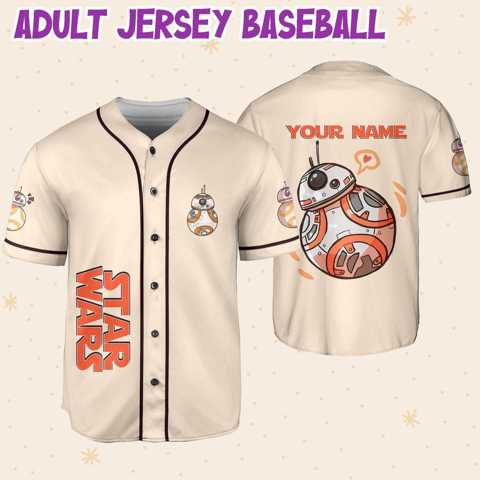 Personalize Star Wars BB8 Chibi Style Custom Disney Baseball Jersey