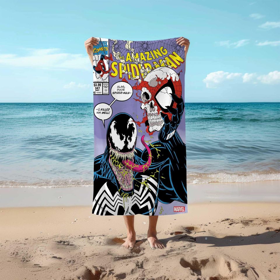 Amazing Spiderman Beach Towel, Comics Cartoon Towel
