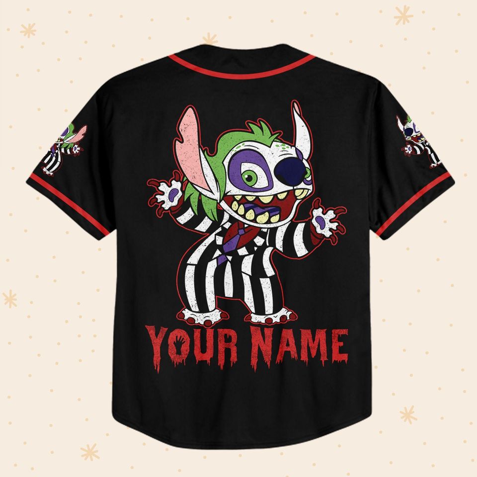 Personalized Disney Horror Stitch Vintage Beetlejuice, Custom Disney Jersey