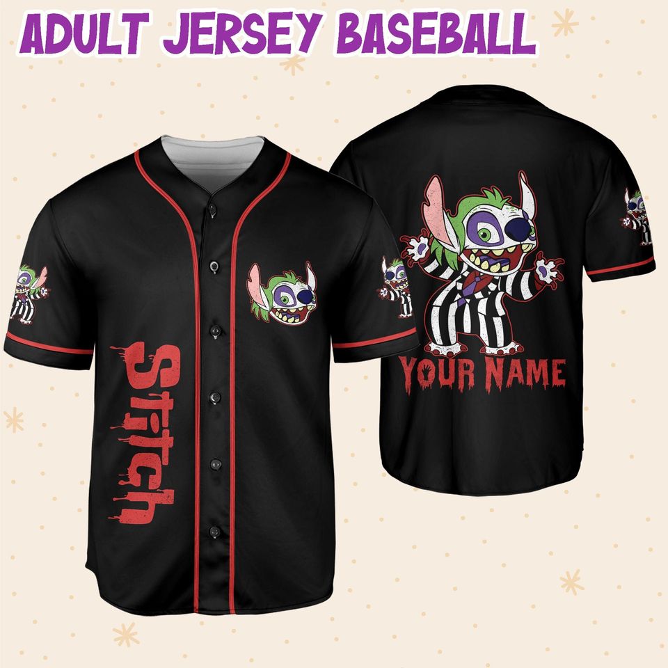 Personalized Disney Horror Stitch Vintage Beetlejuice, Custom Disney Jersey