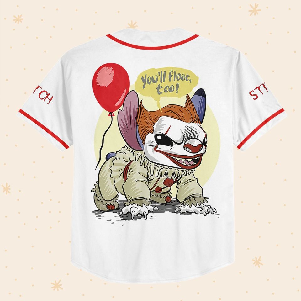 Personalized Disney Horror Stitch Pennywise, Custom Disney Jersey