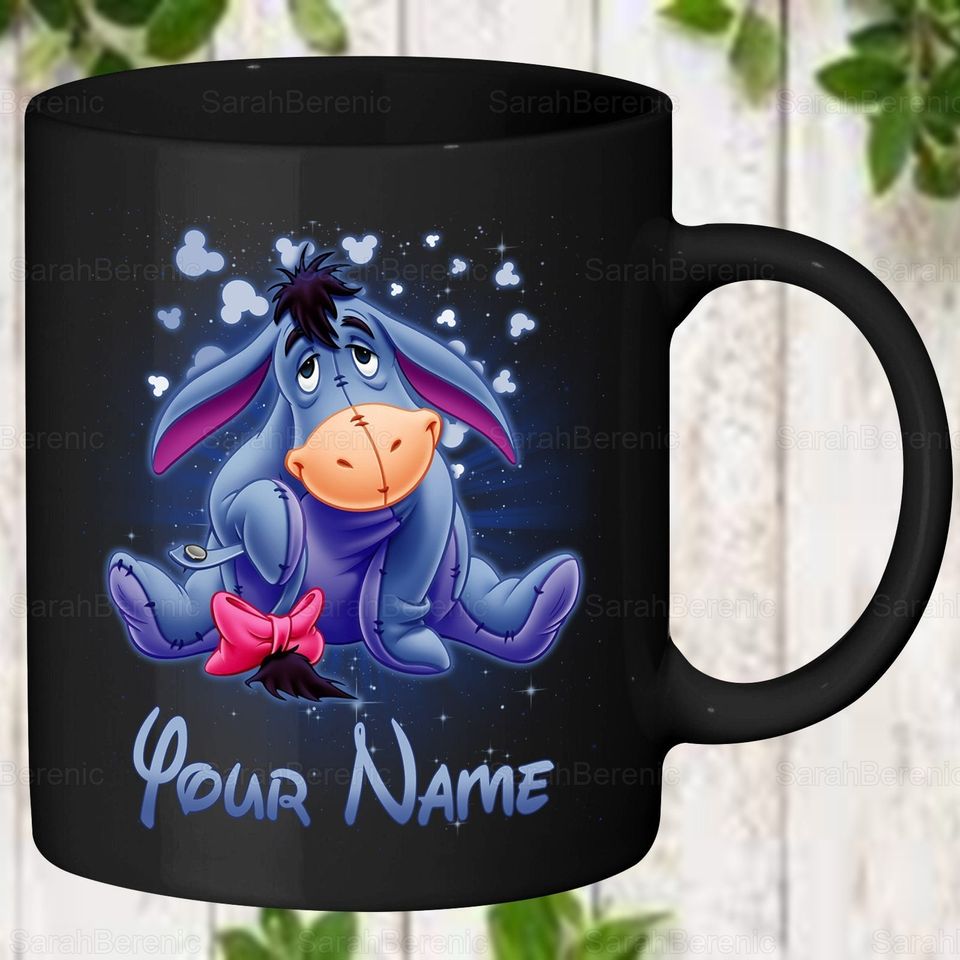 Eeyore Black Ceramic Mug, Eeyore Disney Coffee Cup