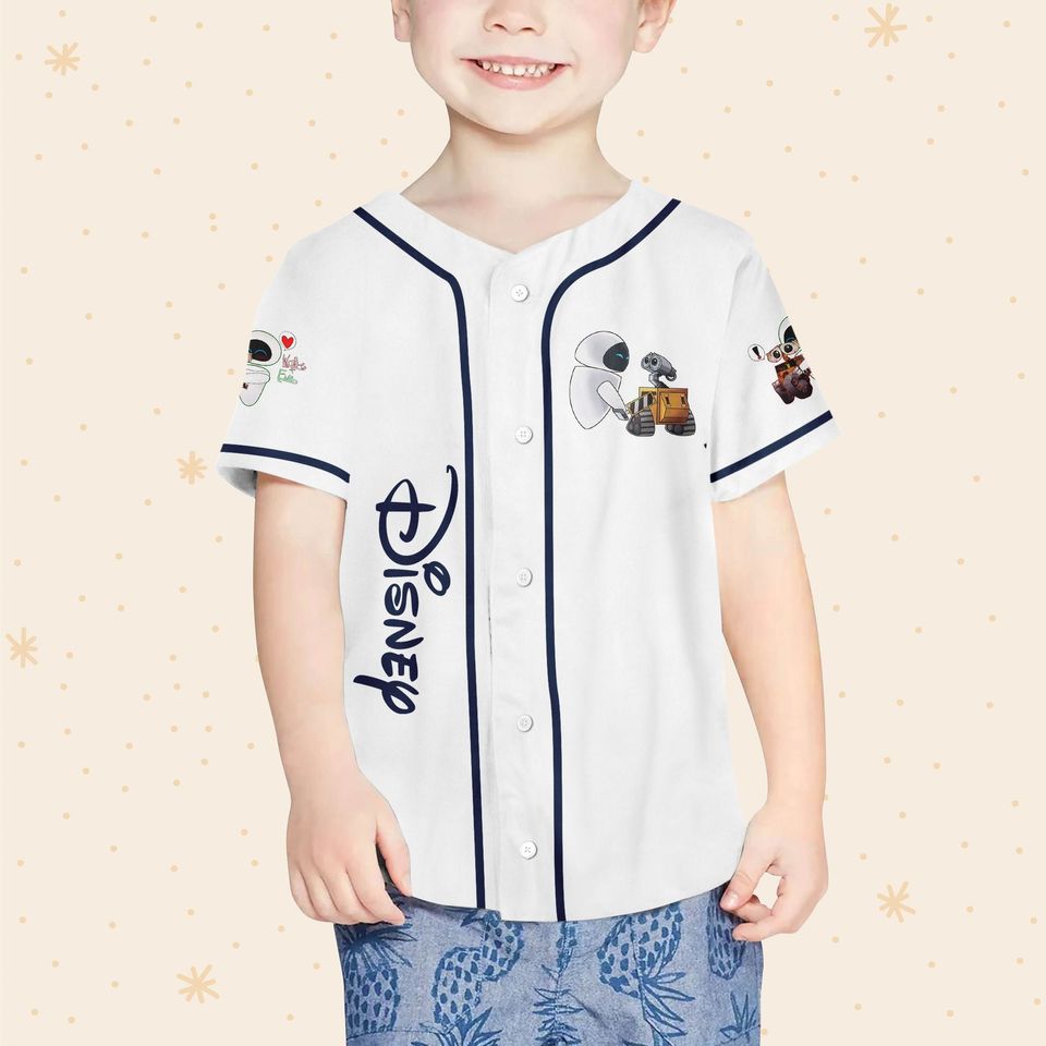 Personalized Disney Pixar WALL-E And EVE Baseball Jersey