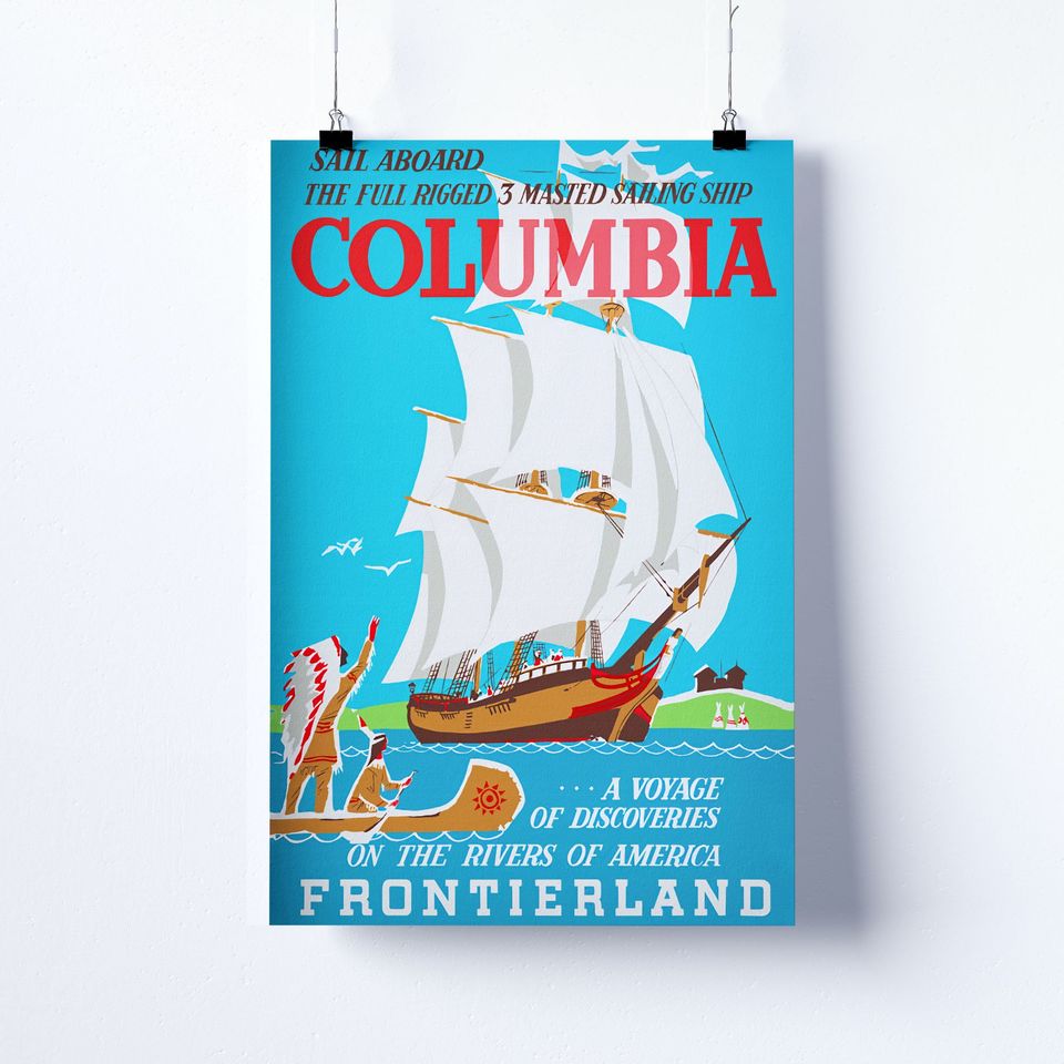 Vintage Disneyland Columbia Attraction Poster