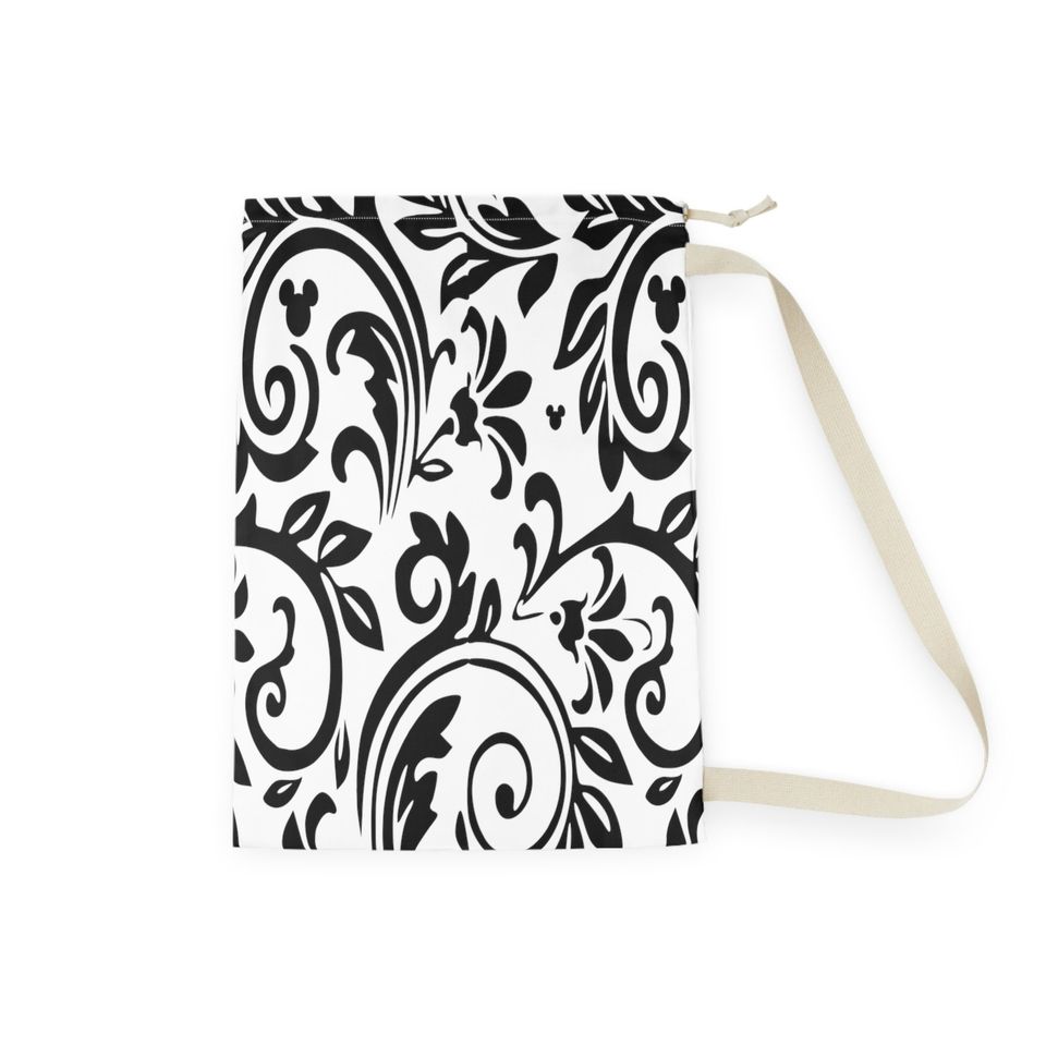 Disney Inspired Laundry Bag / Hidden Mickey/ Damask Print n