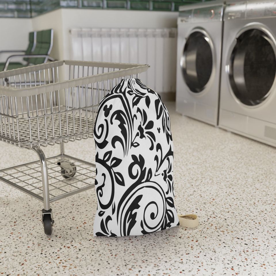 Disney Inspired Laundry Bag / Hidden Mickey/ Damask Print n