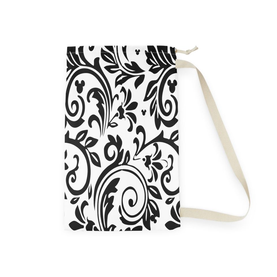 Disney Inspired Laundry Bag / Hidden Mickey/ Damask Print n