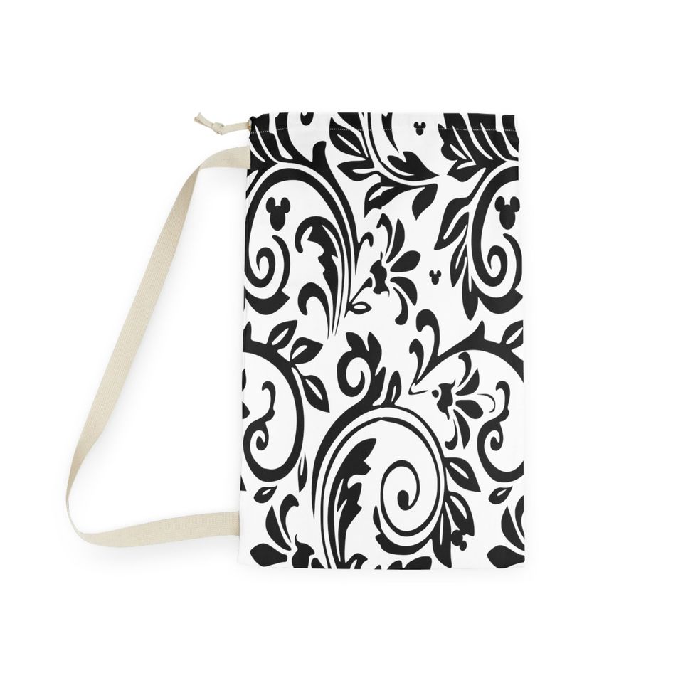 Disney Inspired Laundry Bag / Hidden Mickey/ Damask Print n