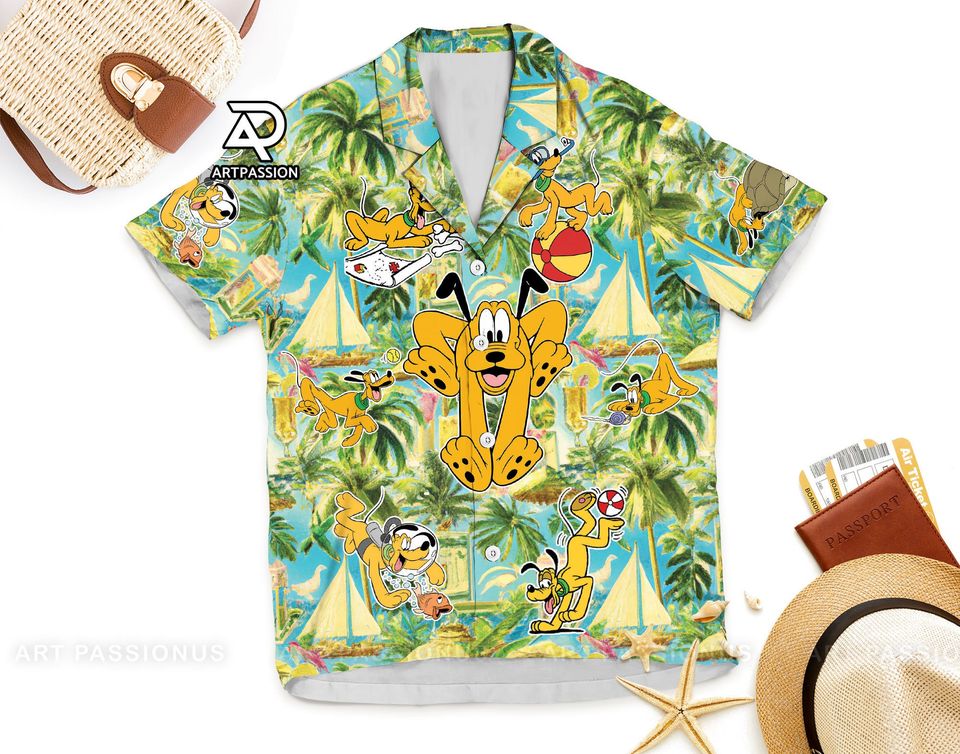 Funny Disney Pluto Hawaiian Shirt, Pluto Tropical Aloha
