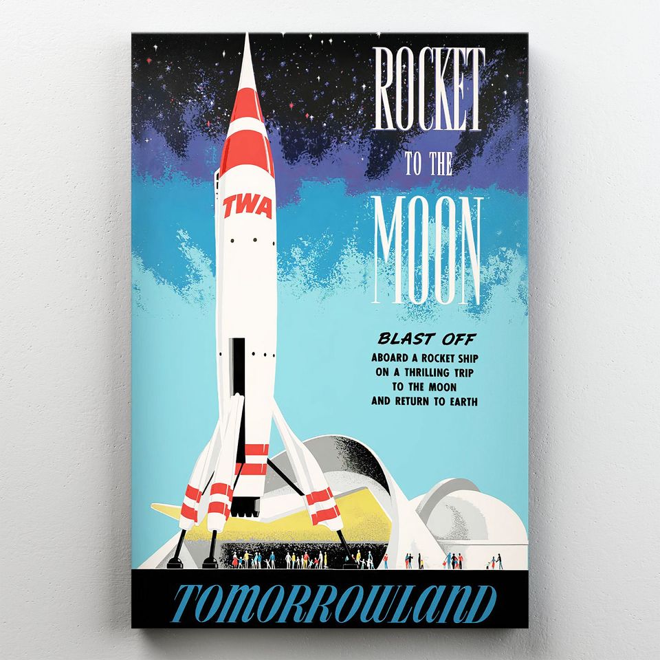 Vintage Disneyland Rocket to the Moon Attraction Poster