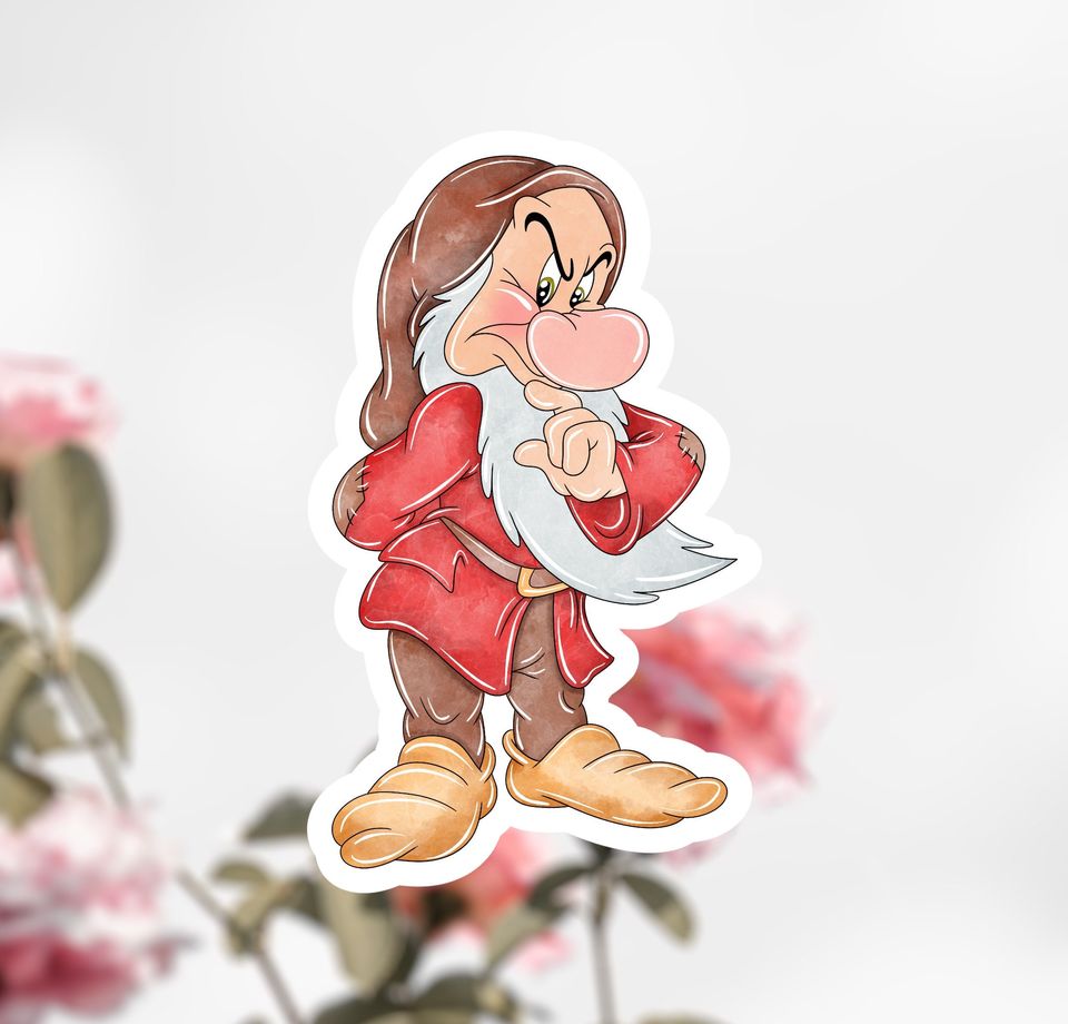 Seven Dwarfs Grumpy Sticker,  Disney Sticker Decal, Snow White Grumpy Sticker